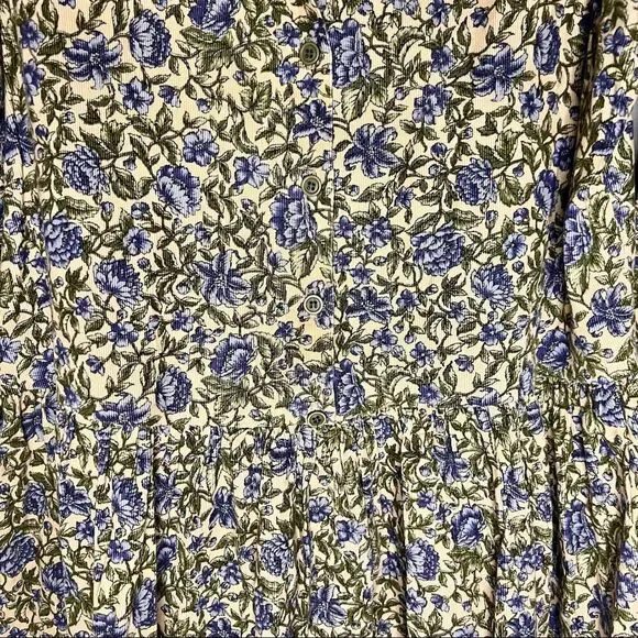 VINTAGE J. Jill Corduroy Floral Button Front Dress - Picture 7 of 14
